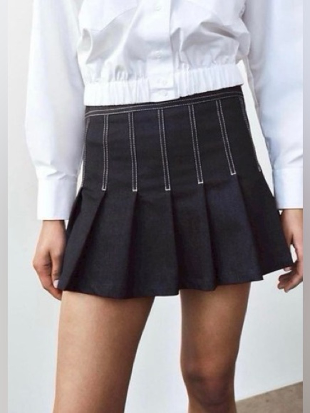 NWT Zara Contrast Topstitching Skort